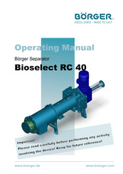 Borger Bioselect RC 40 Operating Manual