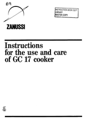 Zanussi GC 17 Instructions For The Use And Care