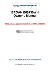 Broan Elite E66130WH Installation Instructions Manual