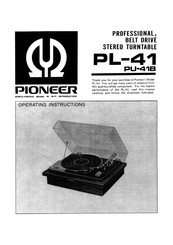 Pioneer PL-41 Operating Instructions Manual