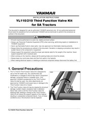 Yanmar YL110 Installation Instructions Manual