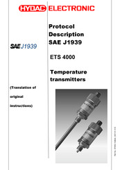 HYDAC ELECTRONIC ETS 4000 Translation Of Original Instructions