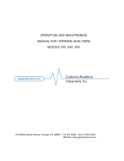 California Analytical Instruments 300 Operation And Maintenance Manual
