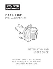 STA-RITE MAX-E-PRO Installation And User Manual