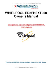 Whirlpool ED5FHEXTL00 Use & Care Manual