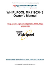 Whirlpool MK1190XHS Installation Instruction