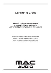 MAC Audio MICRO X 4000 Owner's Manual/Warranty Document