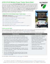 All Traffic Solutions ATS 5 FLEX Mobile Power Trailer Quick Start Manual