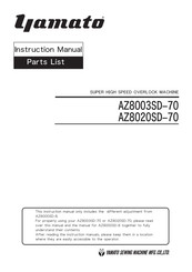 Yamato AZ8020SD-70 Instruction Manual And Parts List
