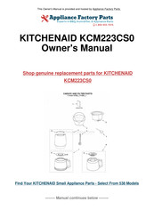 KitchenAid KCM223CS0 Instructions Manual