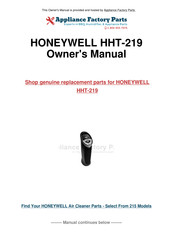 Honeywell QuietClean HHT-219 series Manual