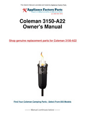 Coleman 3150-A22 Instructions For Use Manual