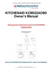 KitchenAid KCM222AOB0 Instructions Manual