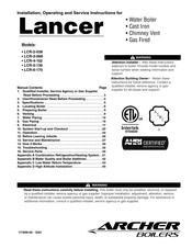 Archer Lancer LCR-2-038 Installation, Operating And Service Instructions