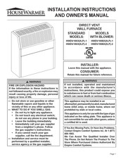 HouseWarmer HWDV100XN-1 Installation Instructions And Owner's Manual