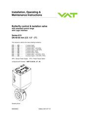 VAT 615-CC Series Installation, Operating,  & Maintenance Instructions