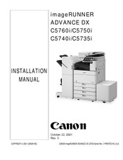 Canon imageRUNNER ADVANCE DX C5750i Installation Manual