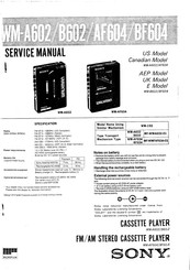 Sony WM-AF604 Service Manual