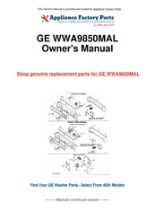 GE WWM850M Use And Care Manual