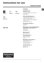 Hotpoint Ariston FML 803 Instructions For Use Manual