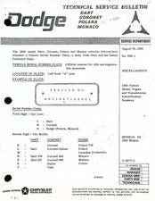 Chrysler Dodge Polara 1966 Technical Service Bulletin