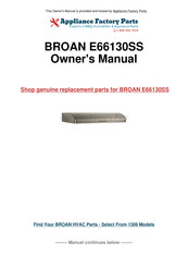 Broan Elite E66130SS Installation Instructions Manual