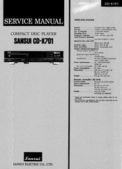 Sansui CD-X701 Service Manual