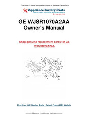 GE WJSR1070A2AA Owner's Manual
