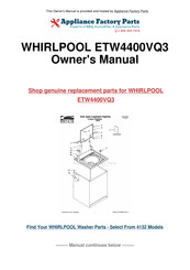 Whirlpool ETW4400VQ3 Installation Instructions Manual