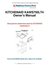 KitchenAid KAWS750LT4 User Instructions