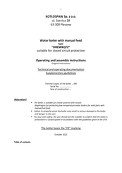 KOTLOSPAW DREWKO/Z Operating And Assembly Instruction Manual