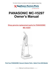 Panasonic MCV5297 - UPRIGHT VACUUM Owner's Manual