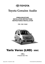 Toyota P2 L Series Installation Instructions Manual