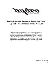 Hydro PRV-71H Series Operation And Maintenance Manual