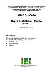 IEI Technology IMB-ADL-Q670-R10 Quick Installation Manual