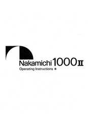 Nakamichi 1000 II Operating Instructions Manual
