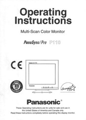 Panasonic PanaSync/Pro P110 Operating Instructions Manual