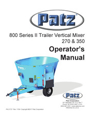 Patz Corporation 800 II 270 Operator's Manual