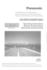 Panasonic CQDP102U - AUTO RADIO/CD DECK Operating Instructions Manual