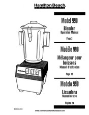 Hamilton Beach Commercial 990 Operation Manual