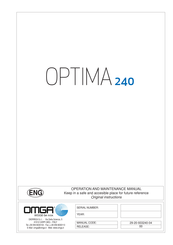 OMGA OPTIMA 240 Operation And Maintenance Manual