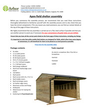 Arbor Technology Animal field shelter V.6 Assembly Instructions Manual