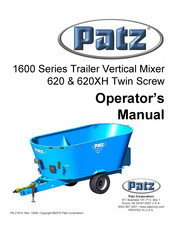 Patz Corporation 1600 Series Operator's Manual