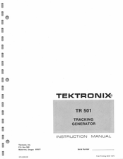Tektronix TR 501 Instruction Manual