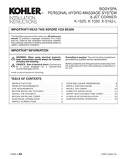 Kohler K-1025 Installation Instructions Manual