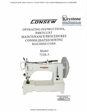 Keystone Consew 733R-5 Operating Instructions Manual