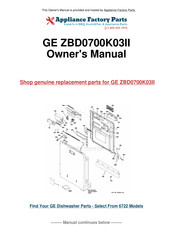 GE Monogram ZBD0700K03II Owner's Manual