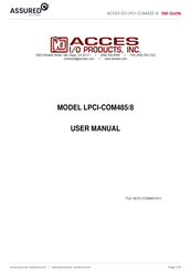 Acces I/O products LPCI-COM422-8 User Manual