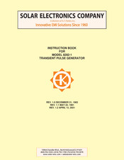 Solar Electronics 8282-1 Instruction Book
