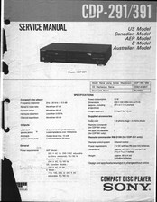 Sony CDP-291 Service Manual